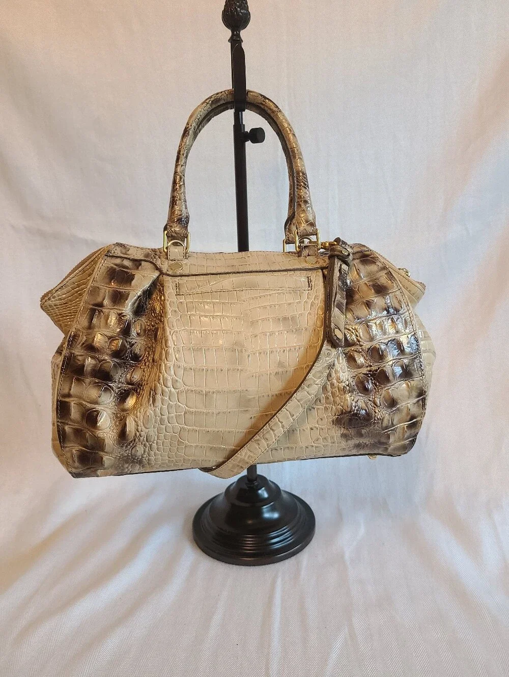 Brahmin Faye Croc-Embossed Leather Satchel Handbag